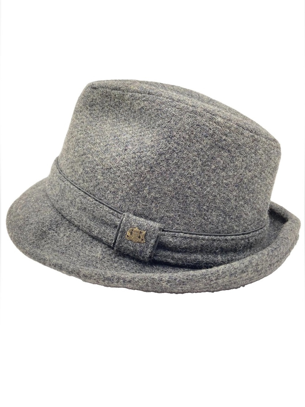 Vintage 60s Stetson Gray Woven Wool Tweed Trilby Fedora Hat 7 1/4 Union USA